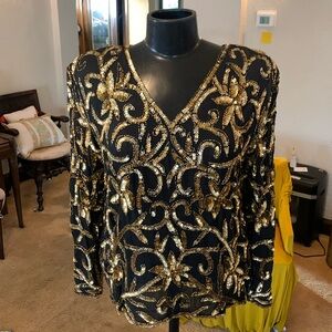 Vintage Sequin Tunic Jean for Joseph Le Bon Silk top